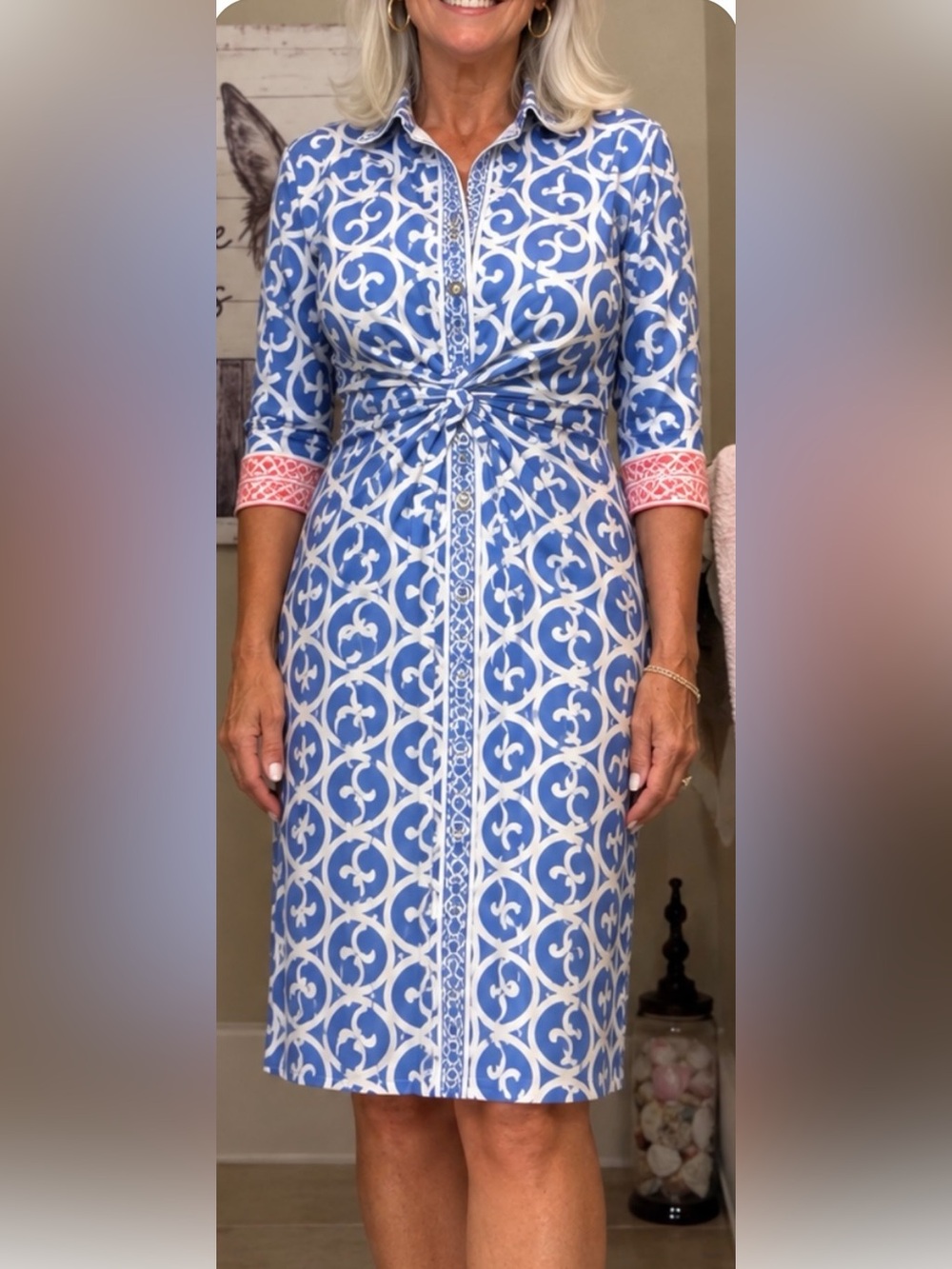 Blue & White Printed Dress by Gretchen Scott Designs